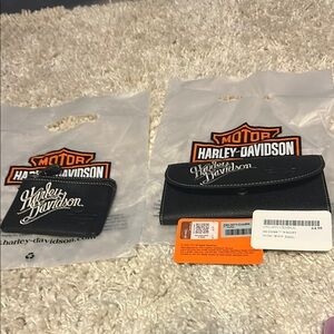 😍 NWT$ Harley Davidson 7” Embroidered wallet &  matching zipper coin bag combo